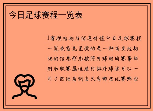 今日足球赛程一览表